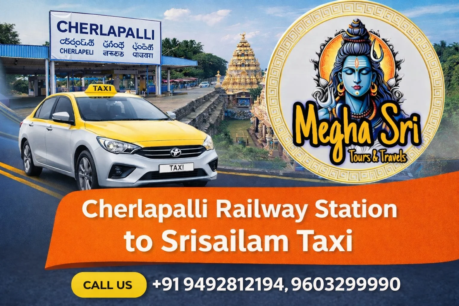 Cherlapalli Railway Station to Srisailam Taxi